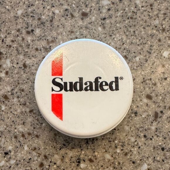 SUDAFED Vintage 90s Collapsible Travel Cup Pill Box - Picture 2 of 10